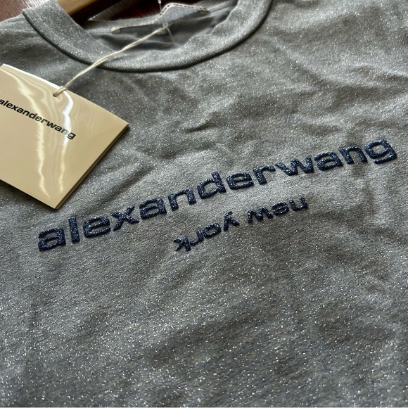 NWT Alexander Wang Short Sleeve Tee w/ Glitter Wash and Puff Logo M - Picture 16 of 16